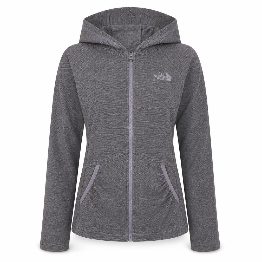 The North Face Girls Grey Hooded Full Zip Fleece Jacket Size M