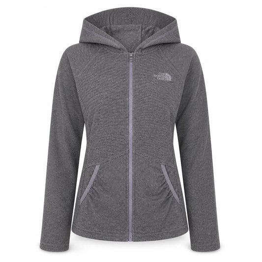 The North Face Girls Grey Hooded Full Zip Fleece Jacket Size M