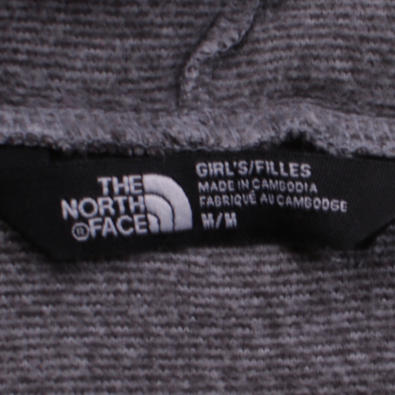 The North Face Girls Grey Hooded Full Zip Fleece Jacket Size M