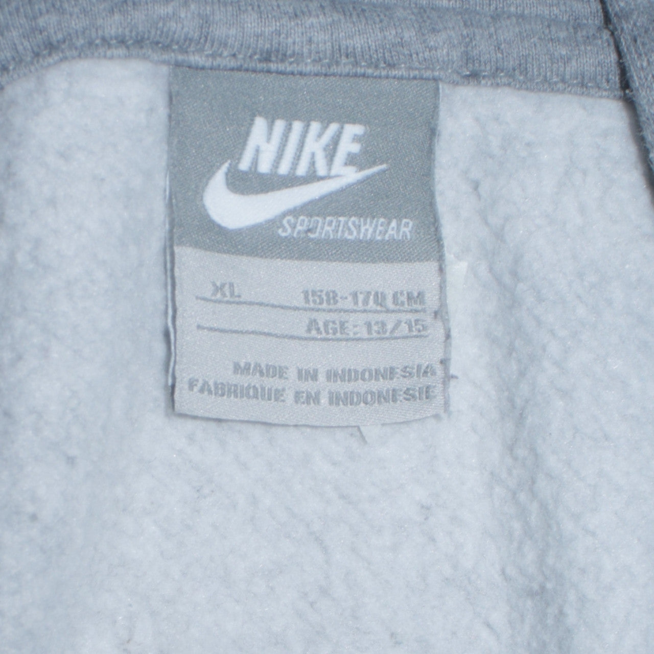 Nike Boys Grey XL Full Zip Fleece Hoodie Sweatshirt