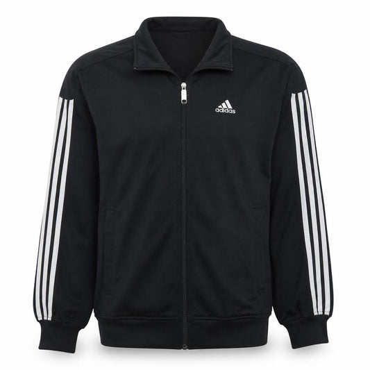 Adidas Men Black Full Zip Sweatshirt S Logo Sports Top