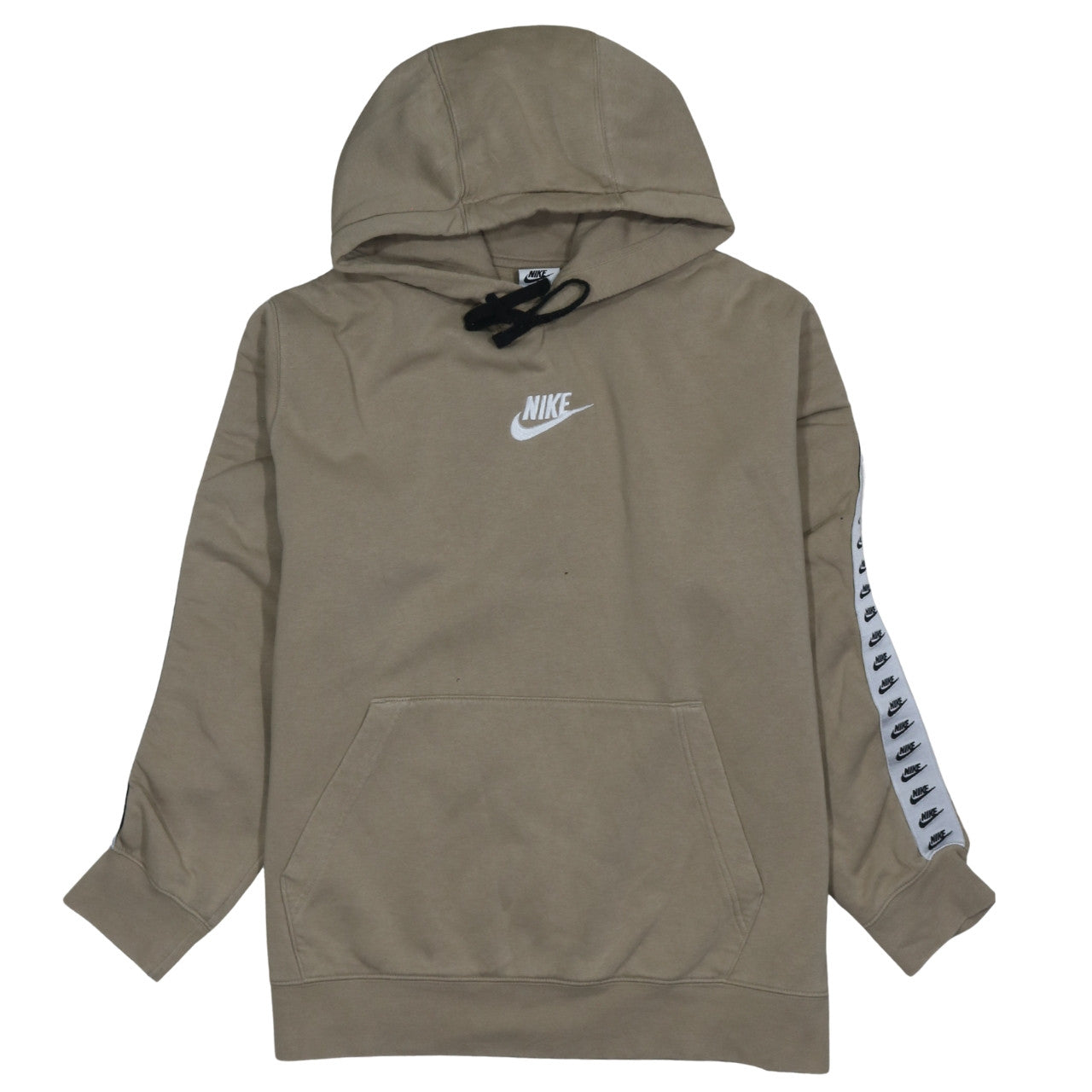 Nike Mens Beige Pullover Hoodie L Logo Fleece Hooded Sweatshirt