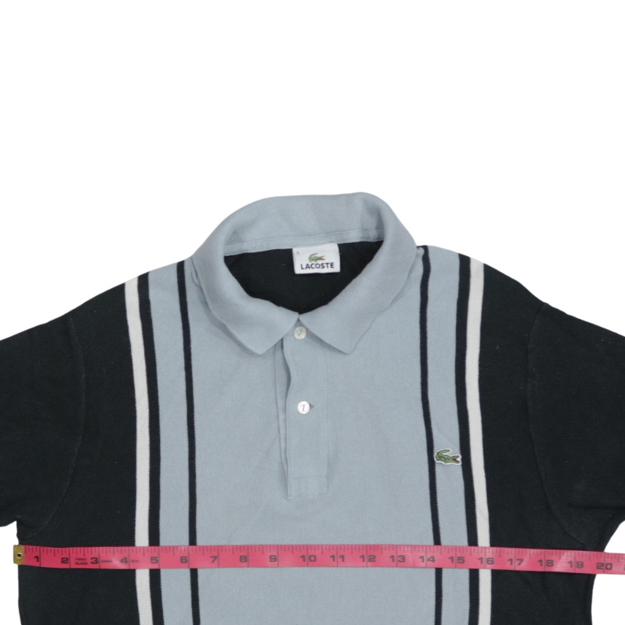 Lacoste Men's Black & Grey Striped Long Sleeve Polo Shirt Size L