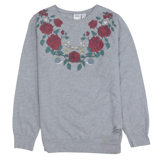Disney Women’s Grey Beauty and the Beast Floral Sweatshirt Small