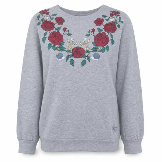 Disney Women’s Grey Beauty and the Beast Floral Sweatshirt Small