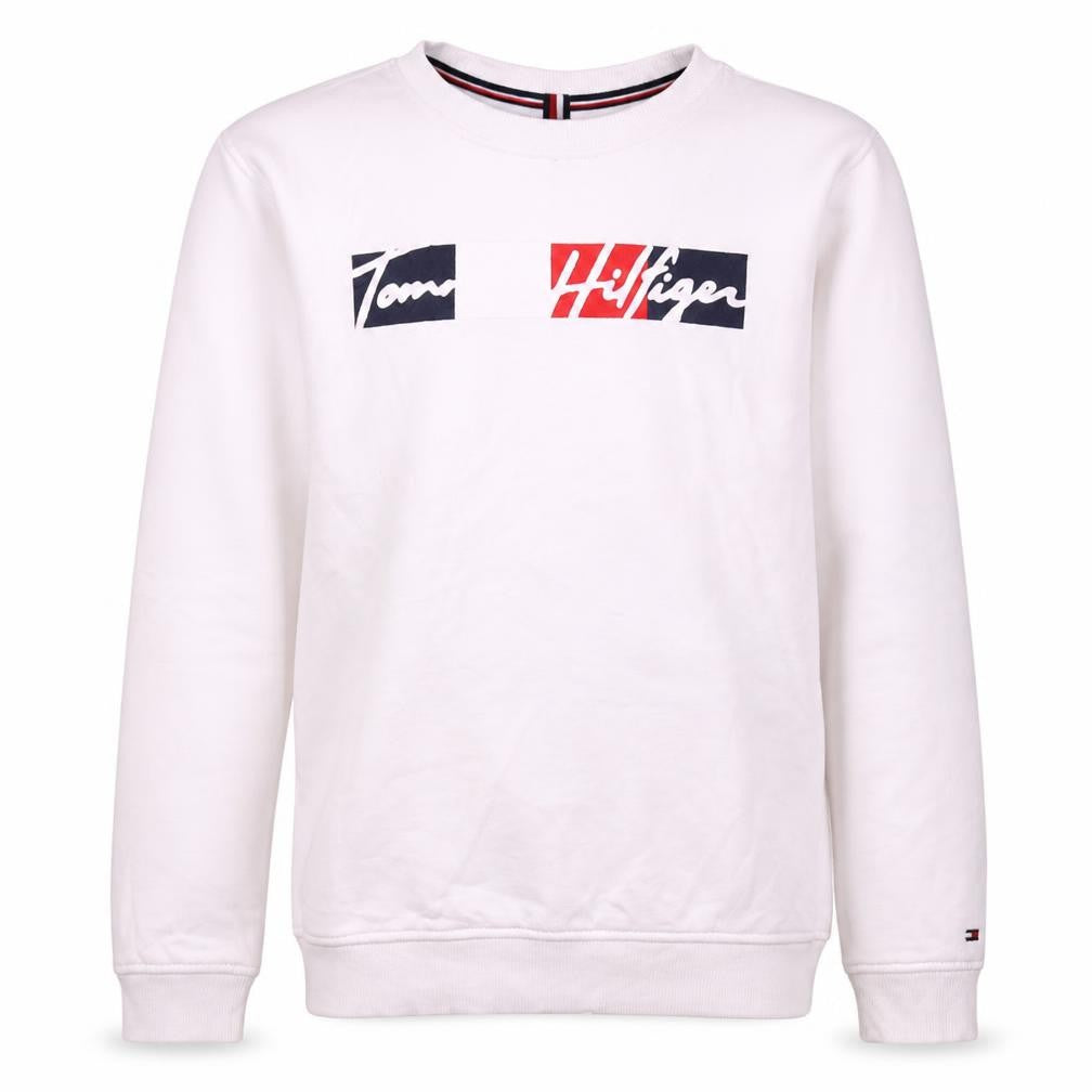 Tommy Hilfiger Boys White Logo Pullover Sweatshirt 12-14 Years