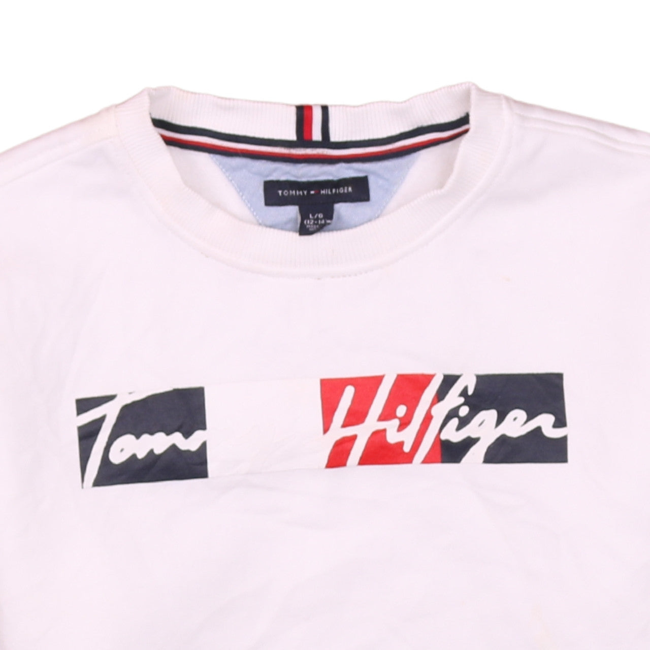 Tommy Hilfiger Boys White Logo Pullover Sweatshirt 12-14 Years