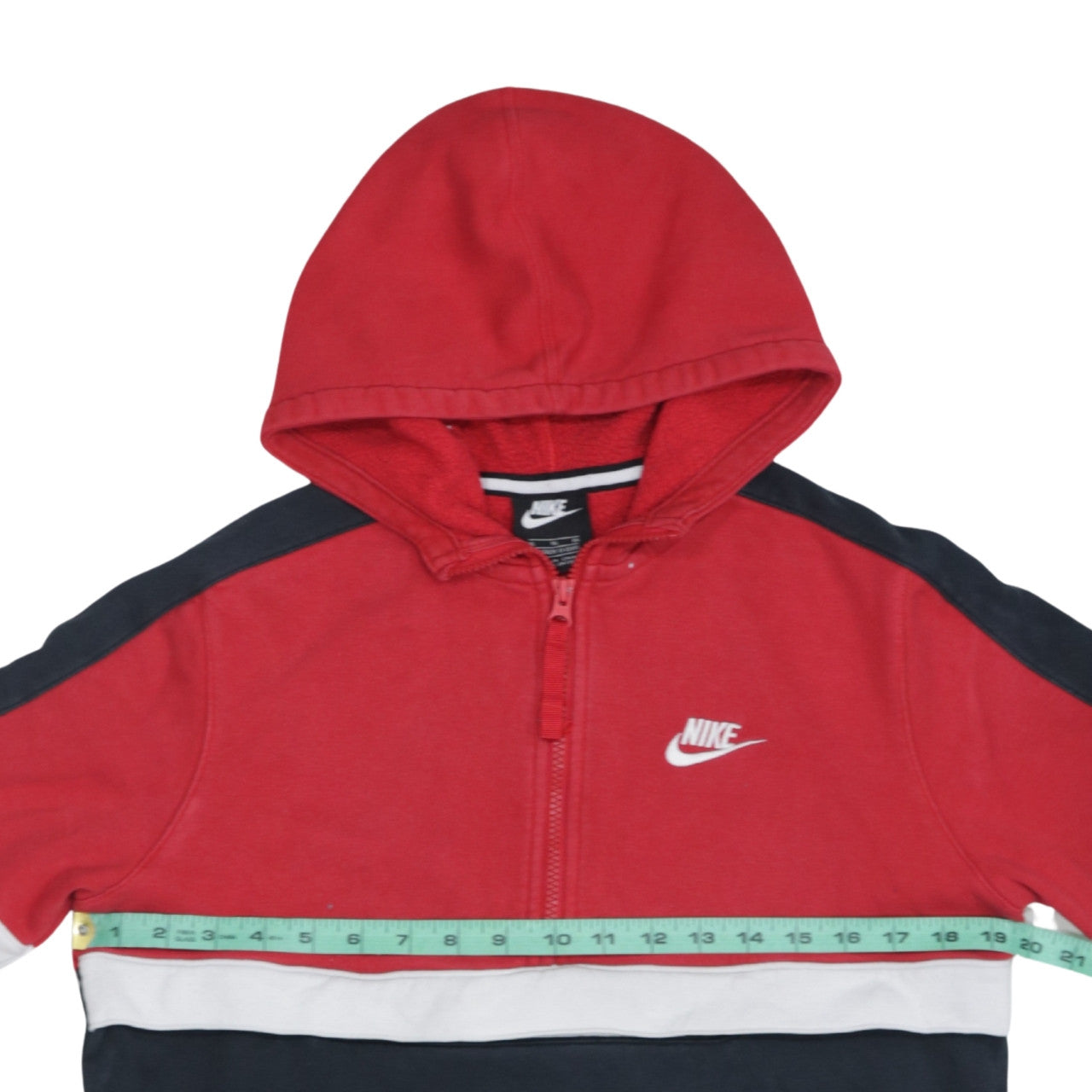 Nike Boys Red Navy Colourblock 1/4 Zip Hoodie XL 13-15 Years Cotton Blend