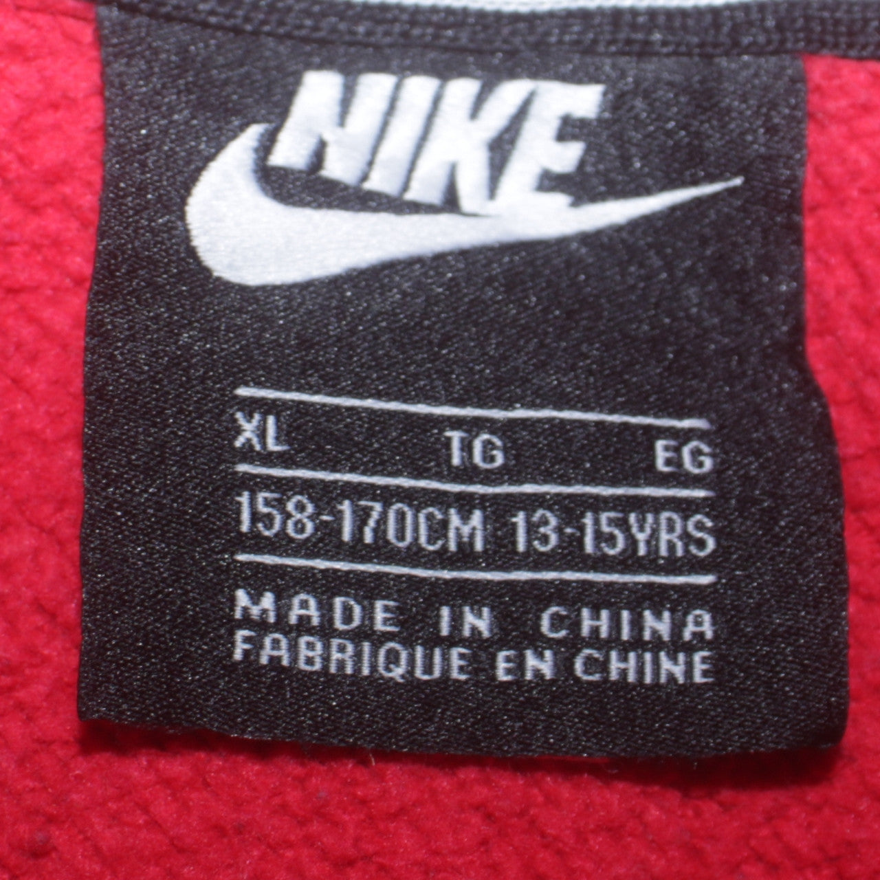 Nike Boys Red Navy Colourblock 1/4 Zip Hoodie XL 13-15 Years Cotton Blend