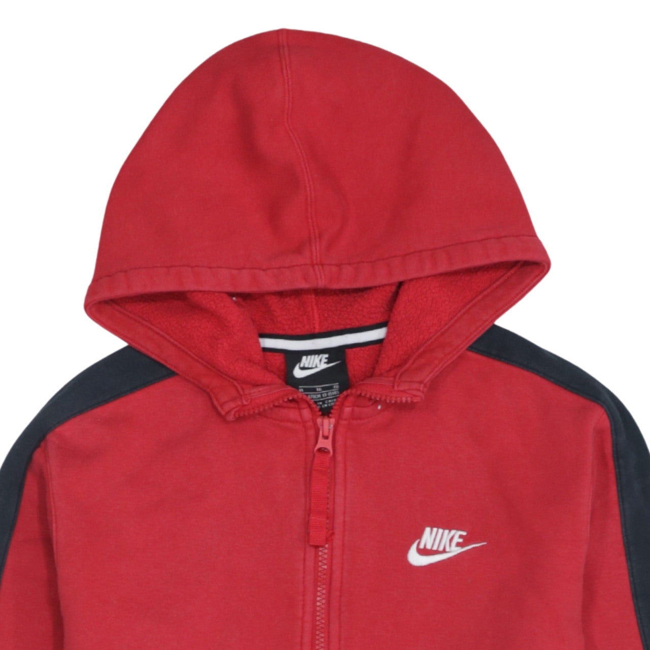 Nike Boys Red Navy Colourblock 1/4 Zip Hoodie XL 13-15 Years Cotton Blend