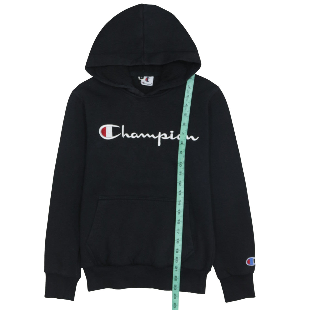 Champion Men's Black Small Pullover Hoodie Embroidered Logo Fleece