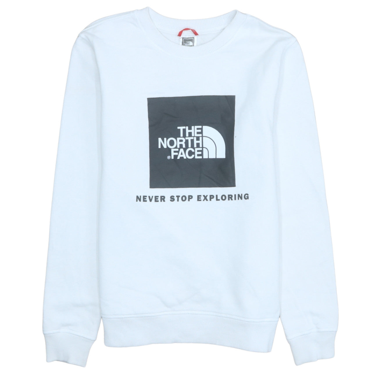 The North Face Boys White Pullover Sweatshirt L Graphic Print Crew Neck