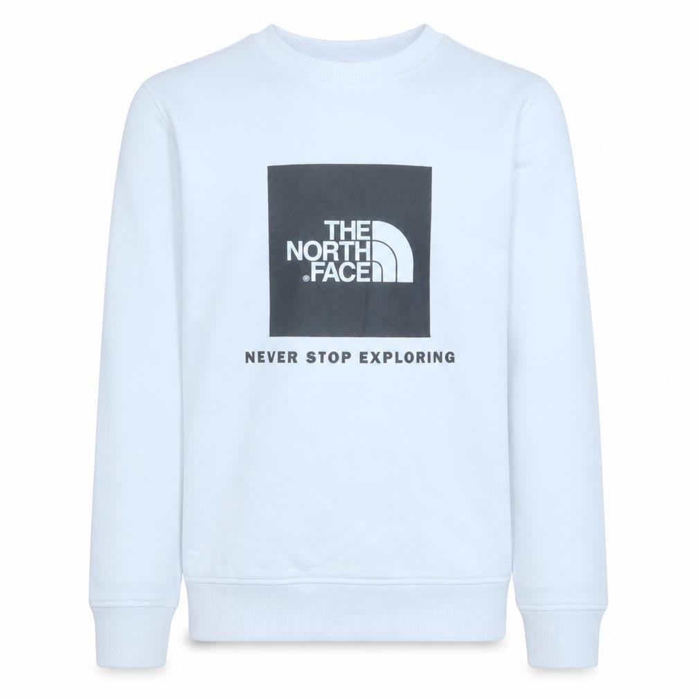 The North Face Boys White Pullover Sweatshirt L Graphic Print Crew Neck