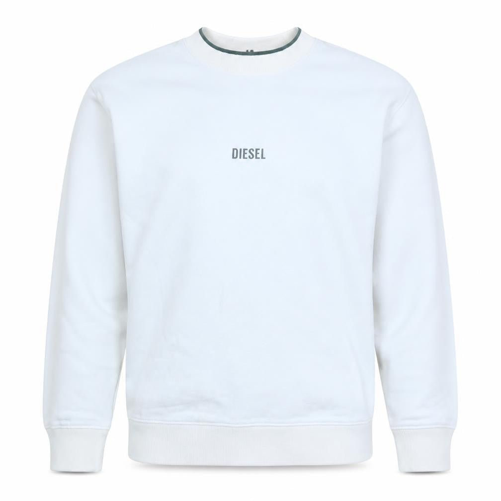 Diesel Mens White Cotton Crew Neck Pullover Sweatshirt Size S