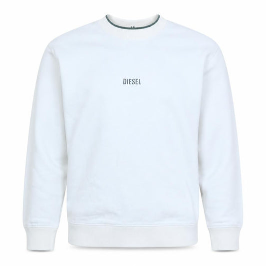 Diesel Mens White Cotton Crew Neck Pullover Sweatshirt Size S