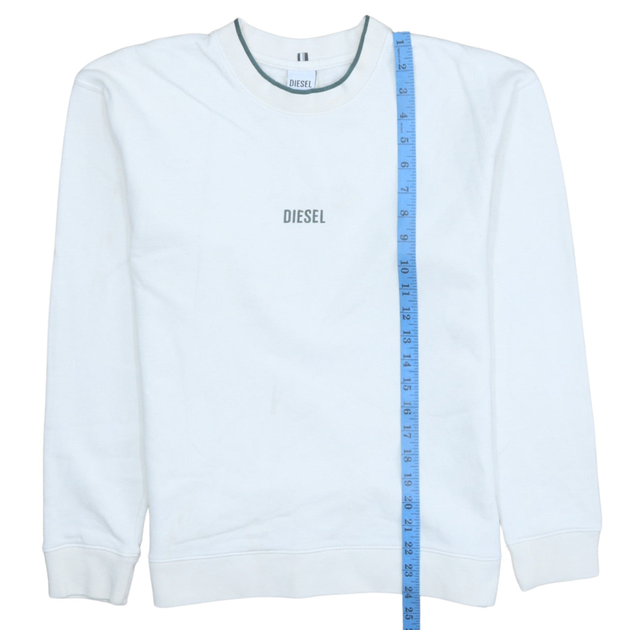 Diesel Mens White Cotton Crew Neck Pullover Sweatshirt Size S