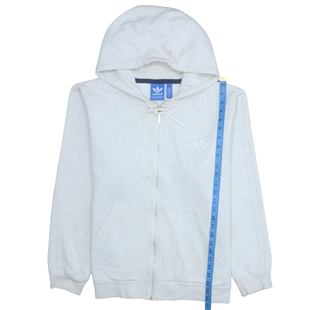 Adidas Womens Beige Full Zip Hoodie XL Cotton Blend Classic Logo