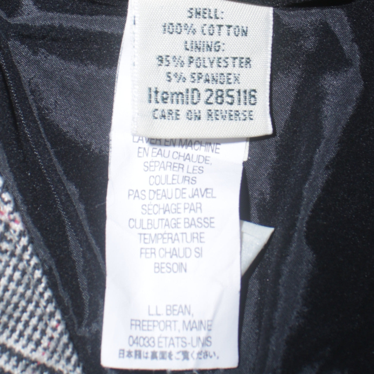 L.L. Bean Women's Grey Checked Classic Fit Cotton Trousers Size 12