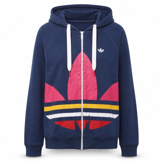 Adidas Women’s Blue Full Zip Hoodie Size 14 Logo Print Casual