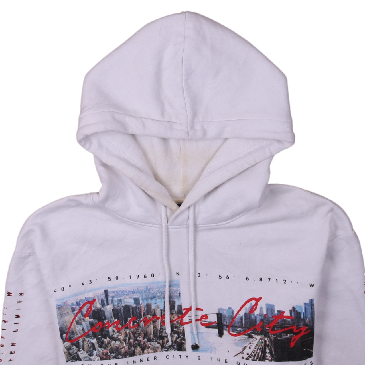 H&M Men's White Graphic Print Pullover Hoodie Size M