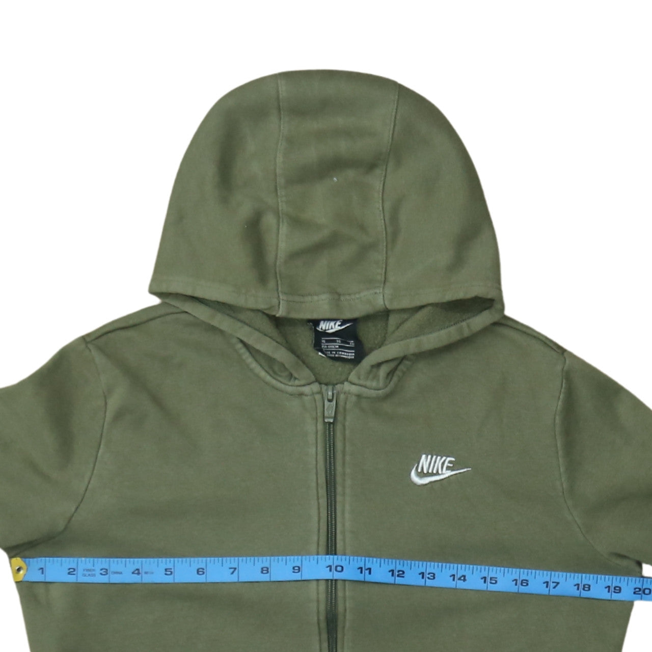 Nike Boys Green Full Zip Hoodie XL 158-170cm Cotton Blend Casual