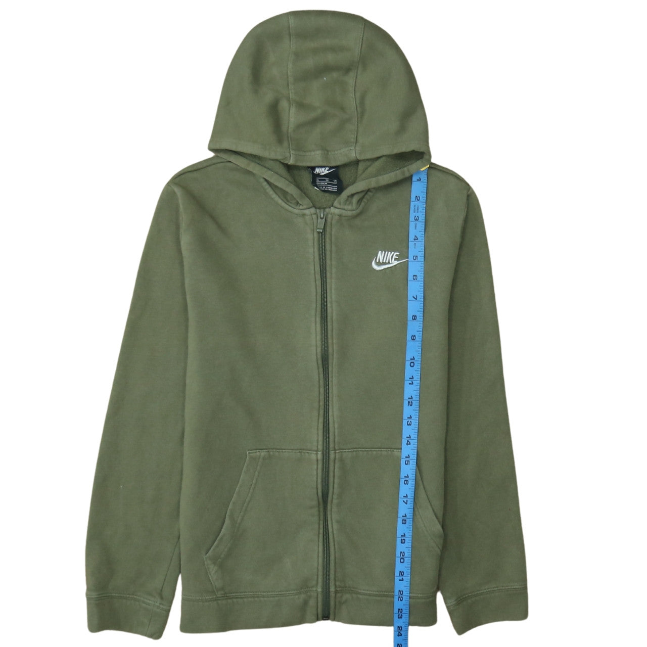Nike Boys Green Full Zip Hoodie XL 158-170cm Cotton Blend Casual