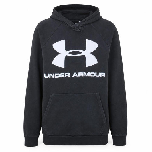 Under Armour Men's Black Pullover Hoodie Medium Fleece Logo Sportswear