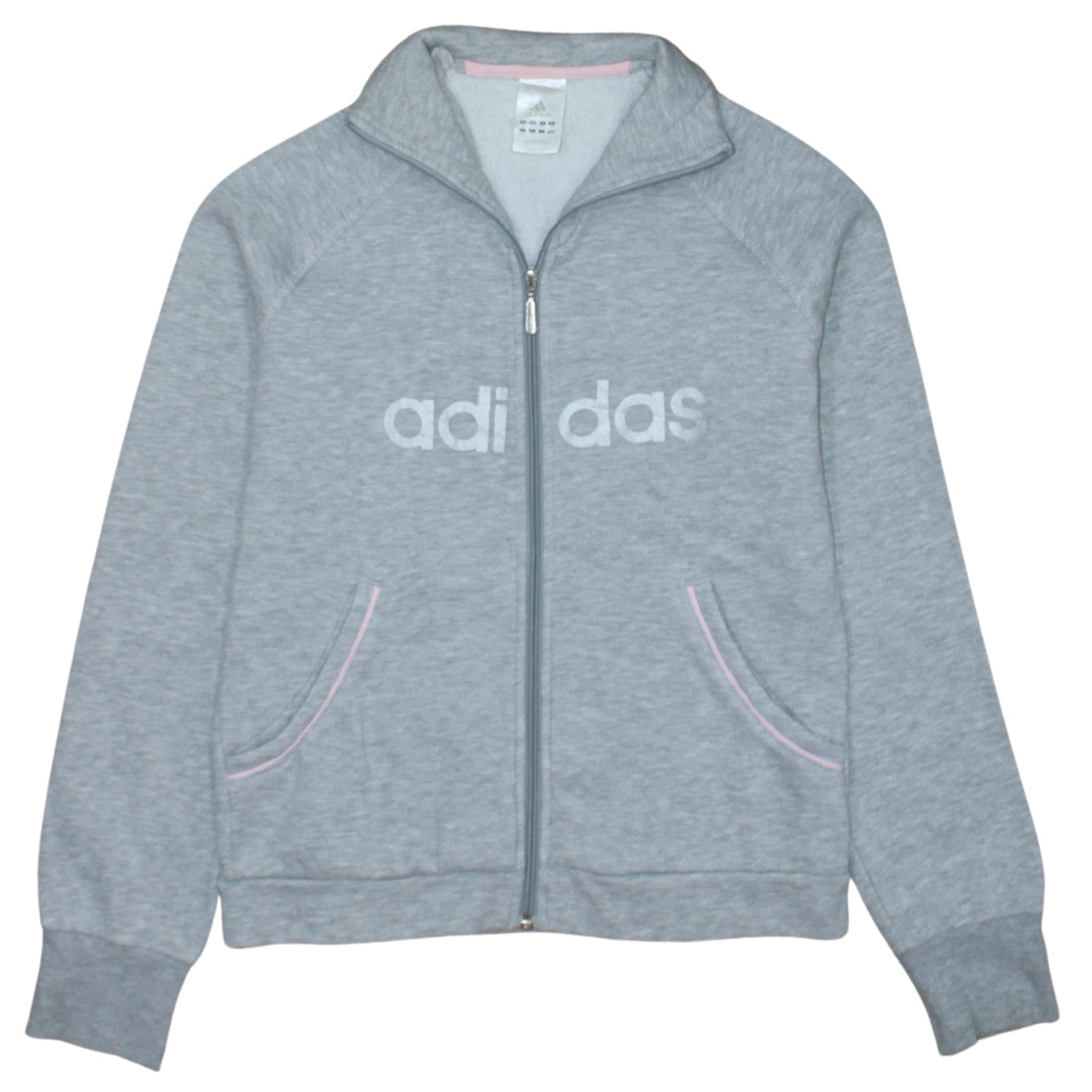 Adidas Womens Grey Full Zip Sweatshirt Size 12 Classic Fit
