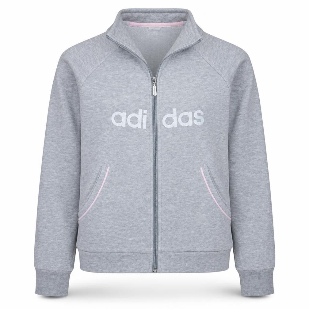 Adidas Womens Grey Full Zip Sweatshirt Size 12 Classic Fit