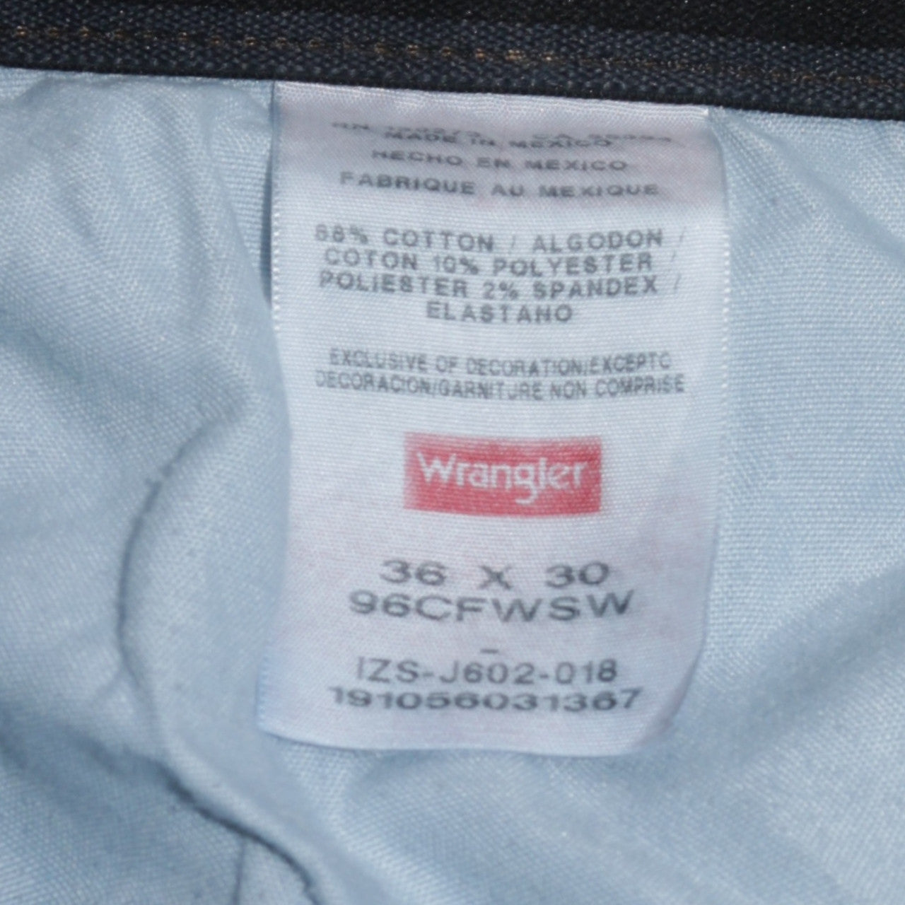 Wrangler Men's Blue Straight Regular Fit Denim Jeans 36W 30L