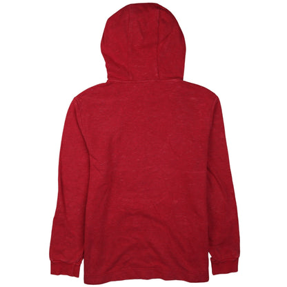 Back view of Adidas Women Red Pullover Hoodie Medium Cotton Blend Casual