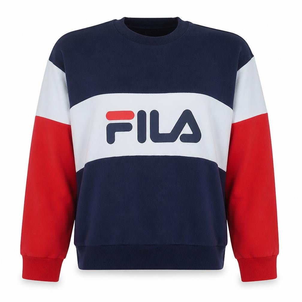 Fila Womens Navy Red Colourblock Crew Neck Sweatshirt Size S