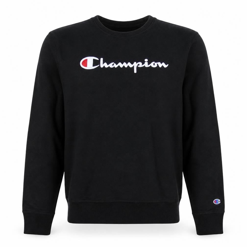 Champion Men's Black Small Crew Neck Logo Sweatshirt