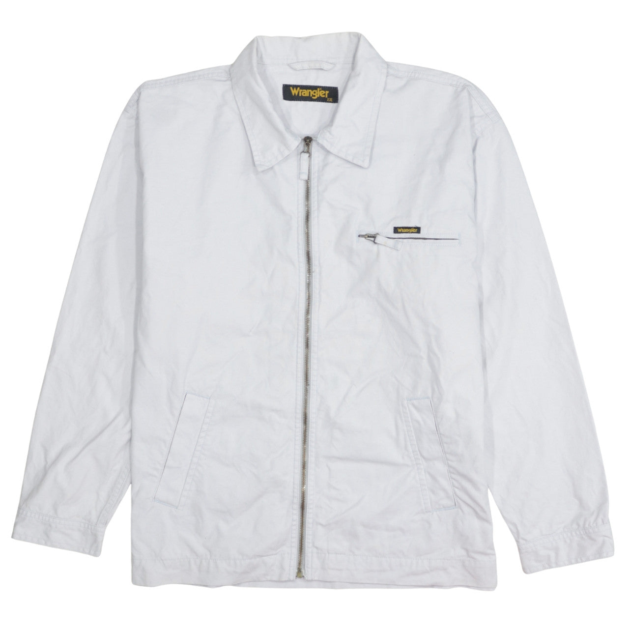 Wrangler Men White 2XL Cotton Full Zip Basic Jacket