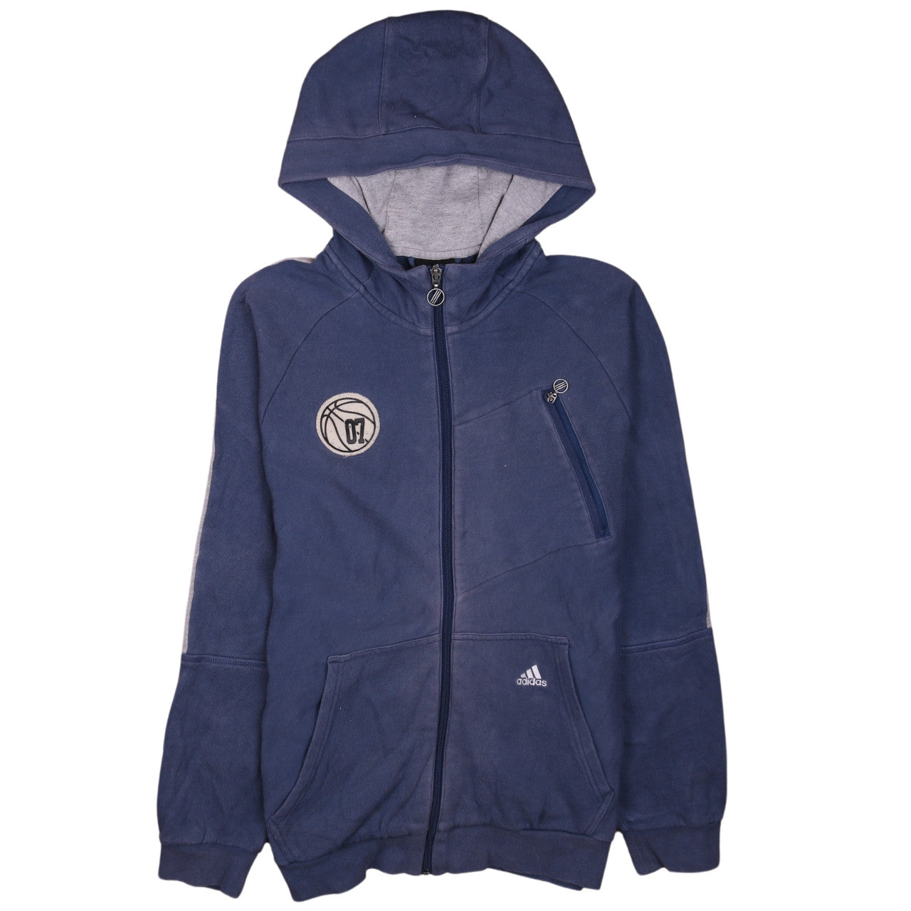 Adidas Men's Blue Full Zip Hoodie Medium Basketball Graphic