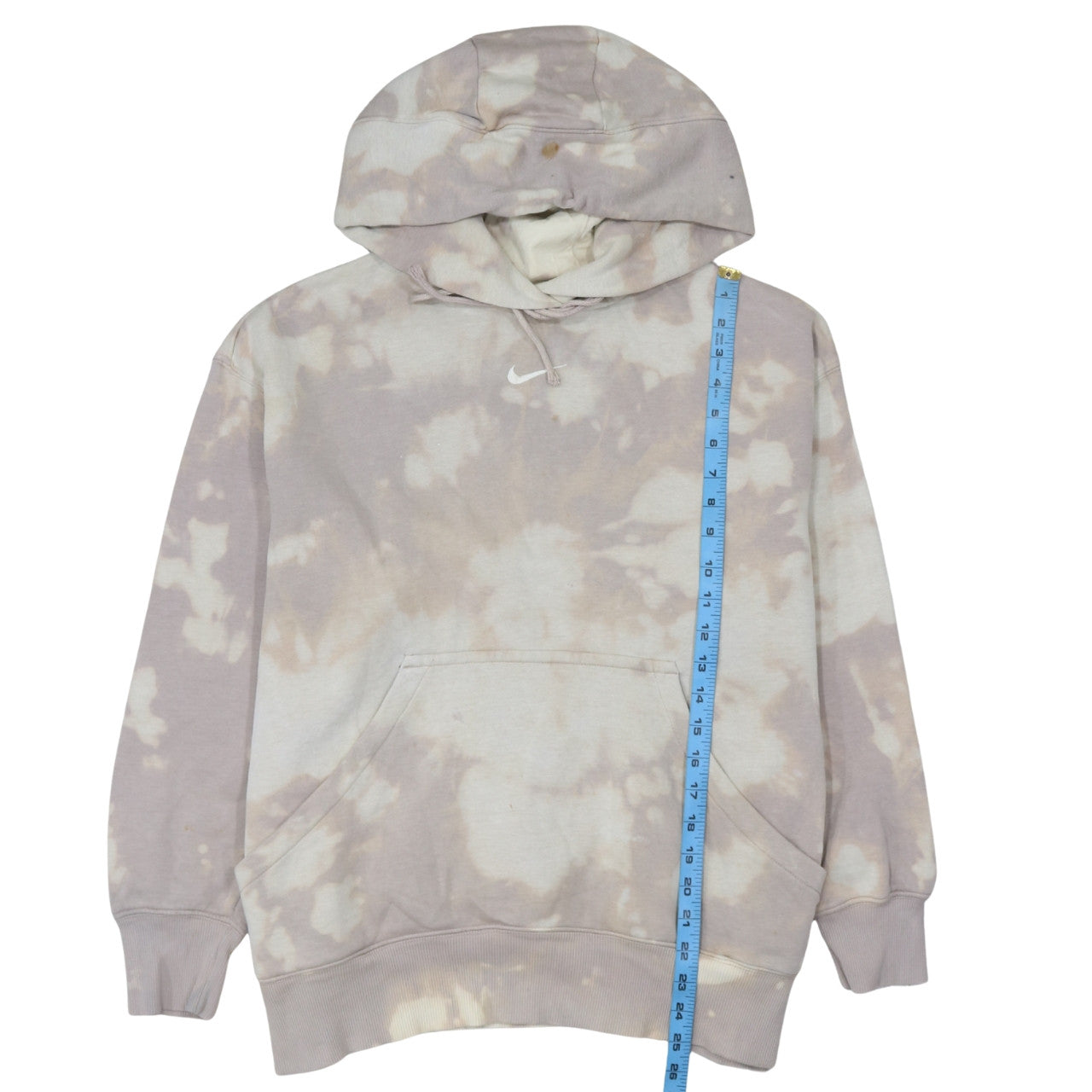 Nike Men Beige Tie Dye Pullover Hoodie Size M Fleece Sportswear