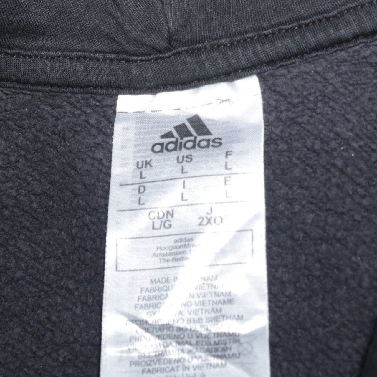 Adidas Men's Black Pullover Hoodie L Sports Fleece Sweatshirt