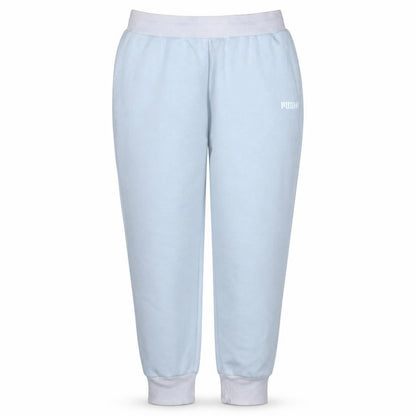 Front view of Puma Women's Light Blue Jogger Sweatpants, size L, Comfy Casual