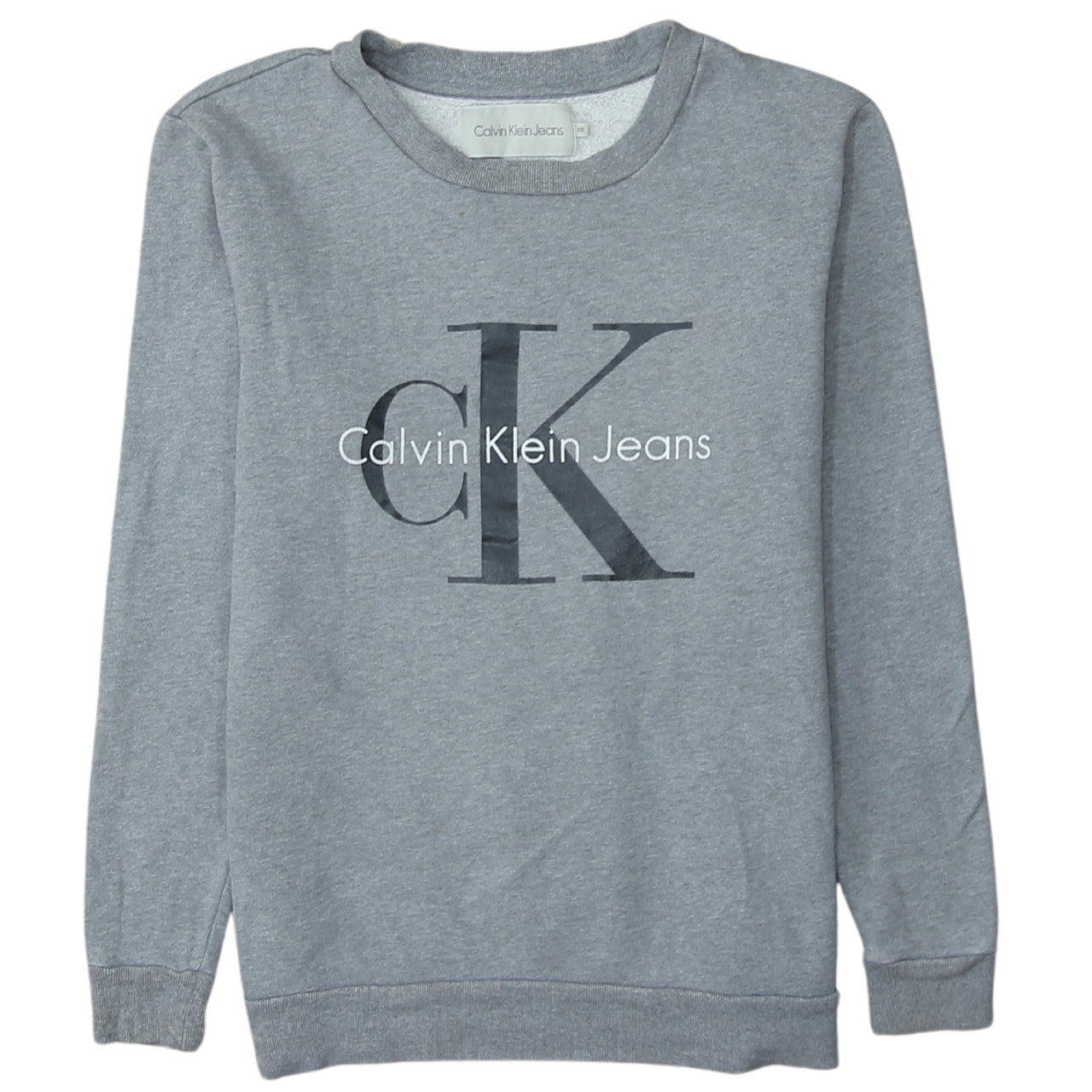 Calvin Klein Jeans Mens Grey XS Crew Neck Logo Sweatshirt