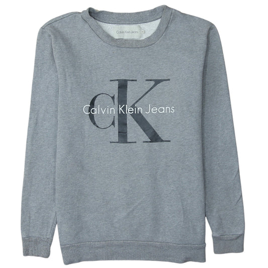 Calvin Klein Jeans Mens Grey XS Crew Neck Logo Sweatshirt