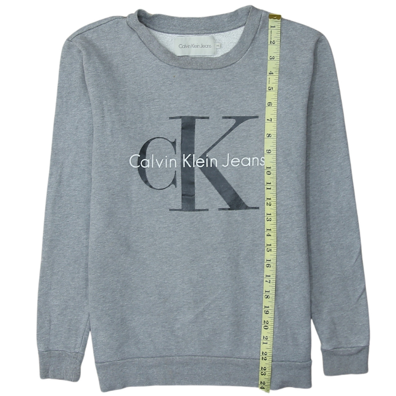 Calvin Klein Jeans Mens Grey XS Crew Neck Logo Sweatshirt