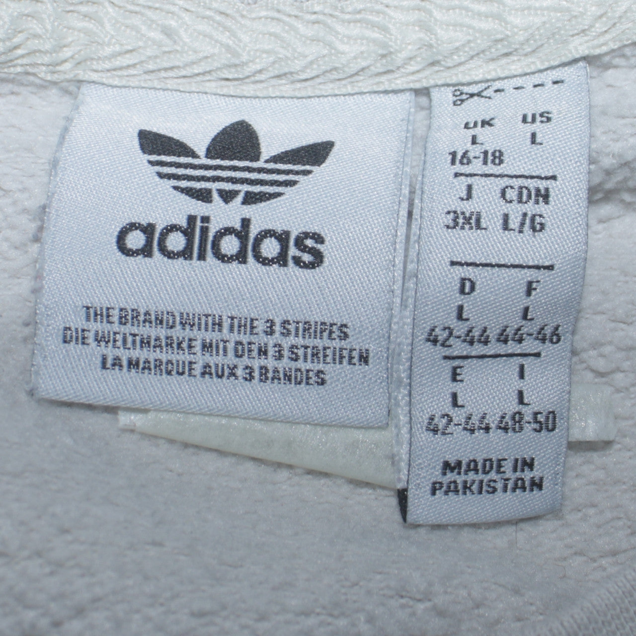 Adidas Men's White Trefoil Logo Pullover Sweatshirt L Fleece