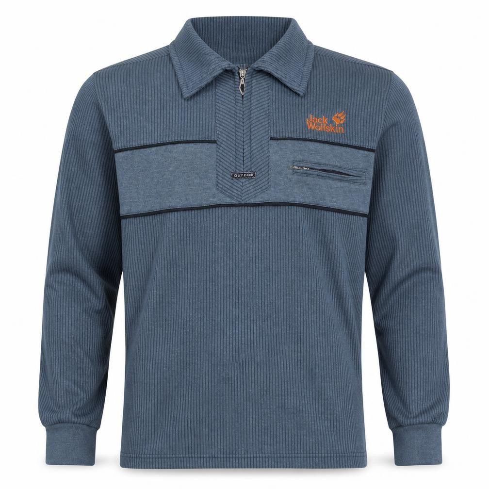 Jack Wolfskin Mens Blue L Henley 1/4 Zip Outdoor Sweatshirt