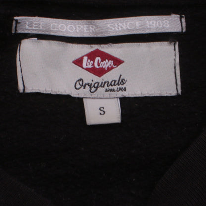 Close-up detail of Lee Cooper Men's Black Small Pullover Crew Neck Sweatshirt