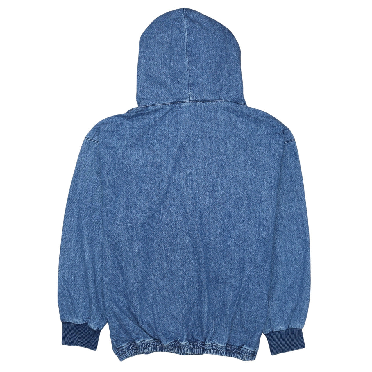 ZARA Women Blue Denim Pullover Hoodie L Relaxed Fit Casual Cotton