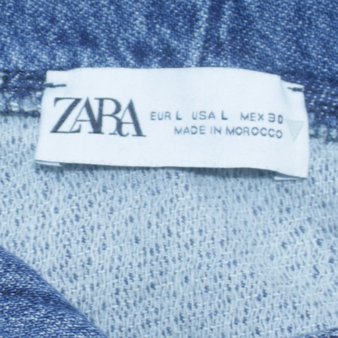 ZARA Women Blue Denim Pullover Hoodie L Relaxed Fit Casual Cotton