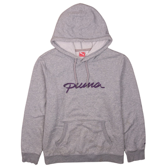 Puma Womens Grey Hooded Pullover Sweatshirt UK 16 with Logo