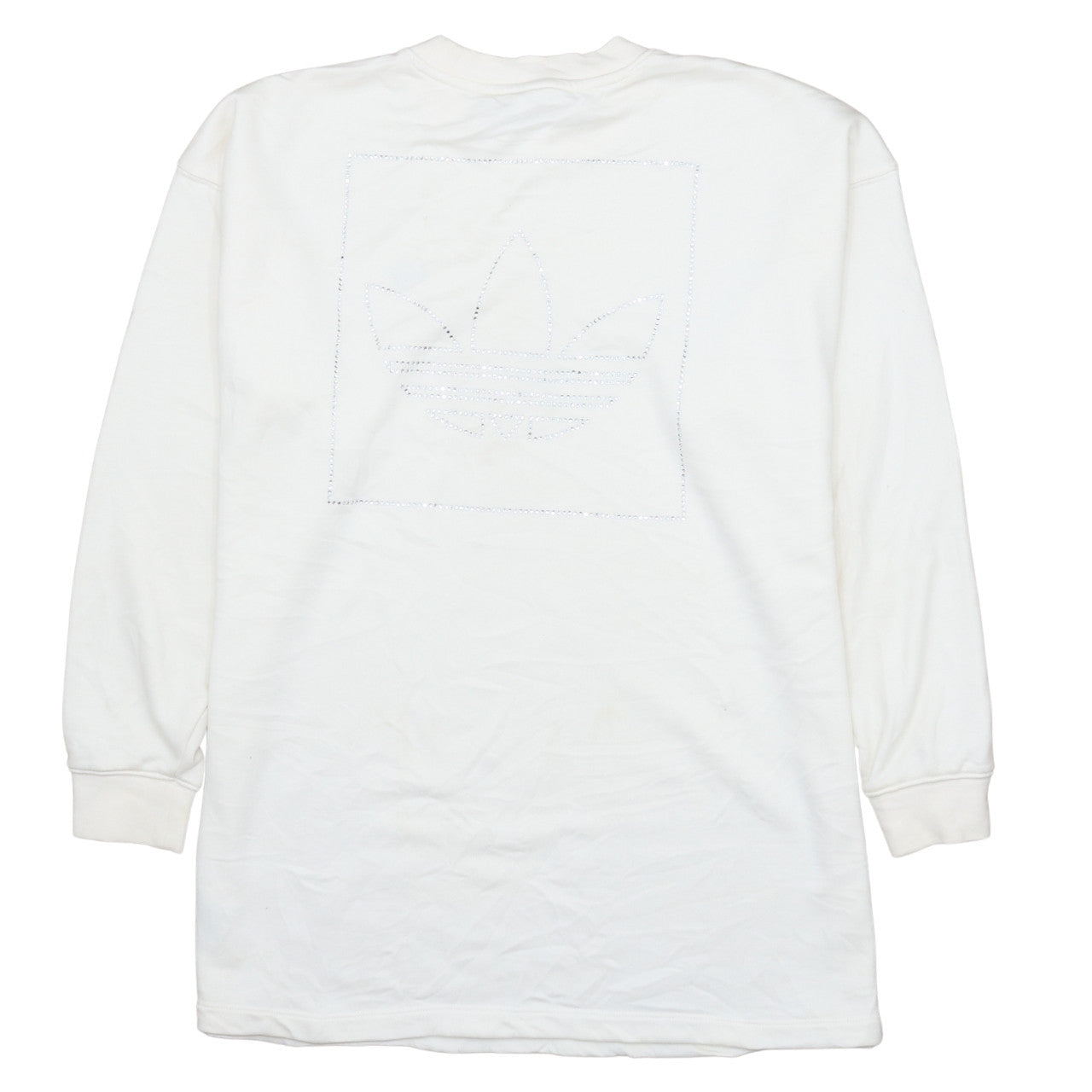 Adidas Women White XS Crew Neck Pullover Sweatshirt Long Sleeve Cotton