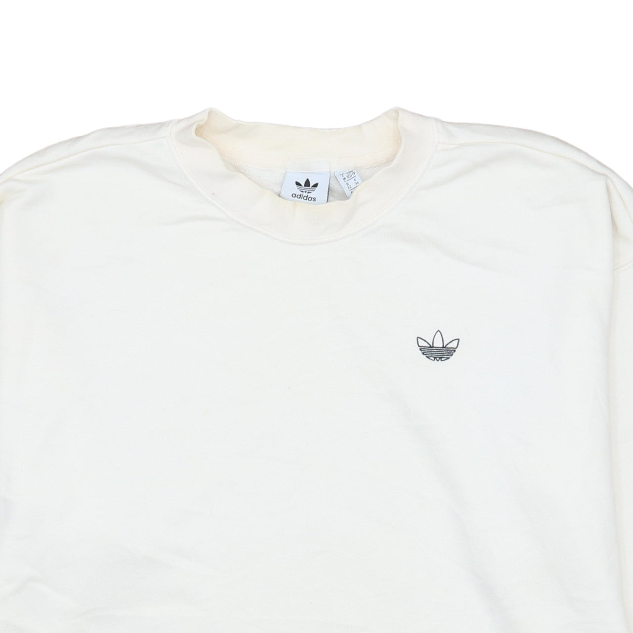 Adidas Women White XS Crew Neck Pullover Sweatshirt Long Sleeve Cotton