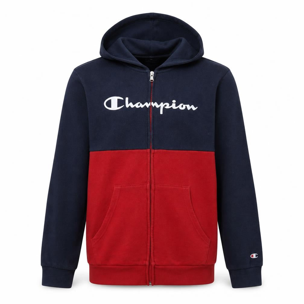Champion Boys Navy Red Full Zip Hoodie Size 15-16 Years Cotton Blend
